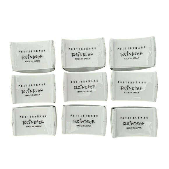 9 VTG Pottery Barn Reindeer Napkin Rings Christmas Holiday Rudolph Dancer Cupid - Picture 10 of 12